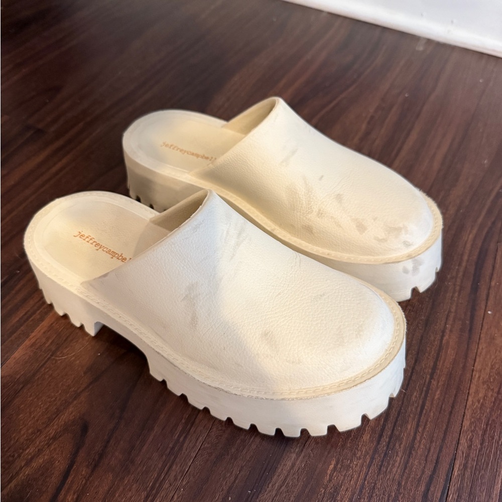 Jeffrey Campbell Off-White Platform Mules
